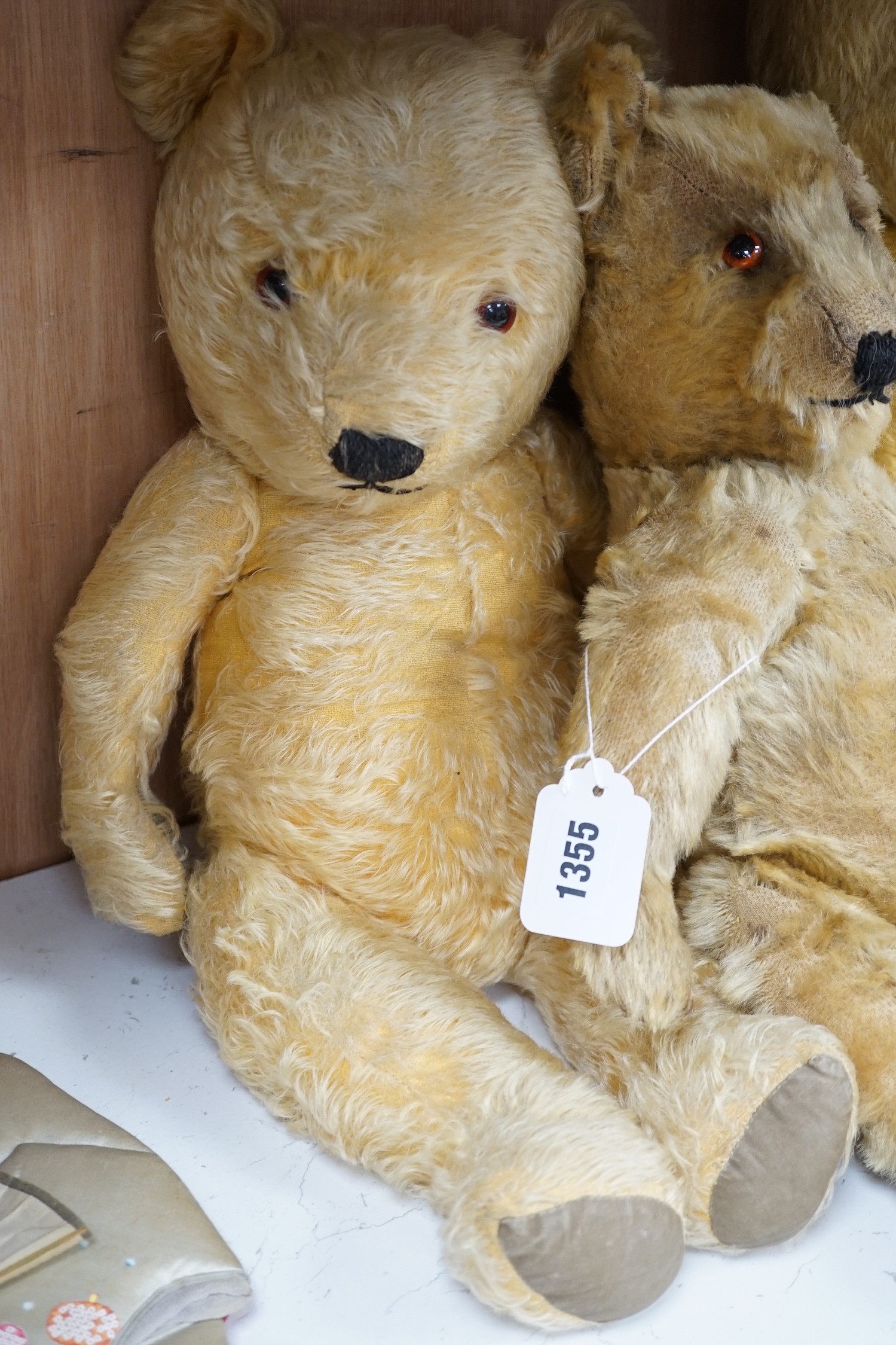 Three British Teddy Bears c.1950's including Chiltern Hugmee, tallest 68cms highest